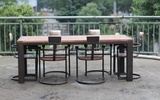 美式乡村实木餐桌椅 组合 铁艺小户型餐桌办公桌咖啡桌野外休闲桌