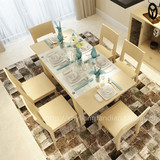 新红阳家具白枫木色餐桌椅子组合特价宜家饭桌餐台可伸缩钢化玻璃