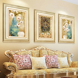 现代简欧式客厅装饰画沙发背景墙有框三联画卧室壁画挂画前程似锦