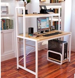 宜家包邮简易台式电脑桌家用写字台简约办公桌书桌带书架组合定制