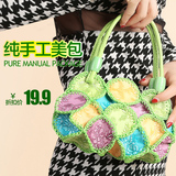 杨桃新款时尚手拎包韩版女包PU女士手提包编织迷你小包包小花包包