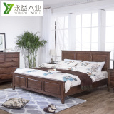 纯实木双人床1.8米美式乡村全实木1.5米床红橡木现代简约卧室家具
