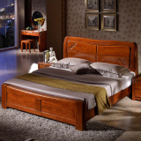 艾美悦实木床 1.8米1.5木质双人床高箱全实木床现代中式卧室家具