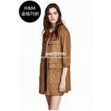HM H&M专柜正品代购女装七分袖麂皮绒外套大衣风衣0400945001