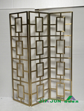 现代中式屏风香槟金不锈钢花格简约时尚折屏定制工程花窗隔断6325