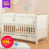 法莱德维 欧式实木婴儿床多功能宝宝床白色环保可变儿童床游戏床
