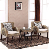 藤椅子茶几组合三件套藤椅布艺沙发椅客厅单人休闲椅藤艺沙发家具