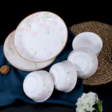 陶瓷碗 樱花碗家用套装米饭碗礼品印彩创意餐具汤碗卡通碗勺盘