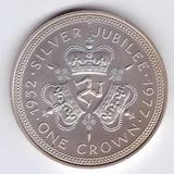 现货 英国马恩岛1977年1克朗女王登基25周年银币纪念币外国硬币BU