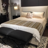 木梵森全实木床 简约现代 美式宜家 白色软包布艺床 1.8米1.5米