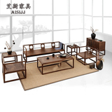 新中式实木沙发组合 新古典三人沙发水曲柳沙发样板房售楼处家具