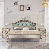 罗曼盛堡 欧式实木雕花彩绘单人双人床法式美式高档软包婚床新款
