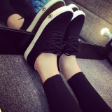 韩国ulzzang2016秋季帆布鞋女韩版平跟学生鞋/黑白低帮休闲小白鞋
