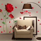 红玫瑰墙贴客厅沙发背景电视墙贴纸卧室床头婚房浪漫贴花贴画墙纸