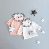 女童装2016春季新款韩版女宝宝翻领打底衣 婴幼儿纯色甜美娃娃衫
