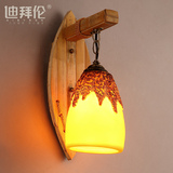 迪拜伦 美式复古木艺壁灯树脂灯罩竹子灯北欧简约创意艺术灯饰