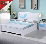 简约白色实木床韩式烤漆床橡木床1.5米1.8米气压储物高箱床双人床
