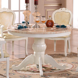 欧式餐桌椅组合圆形餐台大理石吃饭桌子酒店桌椅全实木