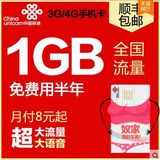 浙江联通4G手机卡3G卡上网流量卡电话卡联通手机号低月租浙江包邮