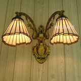 蒂凡尼 欧式田园复古灯饰灯具 客厅卧室床头过道楼梯创意双头壁灯