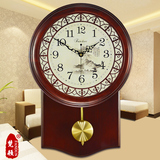 中式挂钟表大号客厅创意镂空仿古丽声静音欧式田园石英钟表