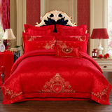 婚庆床品四件套 大红六件套多件套中式刺绣新结婚套件床上用品