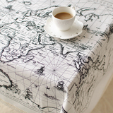 M element 宜家风格桌布黑白世界地图桌布台布茶几盖布特价促销