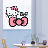 kitty猫墙贴蝴蝶结卡通儿童房卧室床头装饰贴纸 凯蒂猫贴画玻璃贴