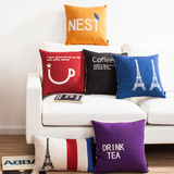 创意英伦北欧简约 咖啡物语 宜家风办公室棉麻沙发靠垫抱枕靠枕