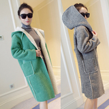 2015秋冬季新女装大码韩版中长款加厚羊羔毛呢外套女羊绒呢子大衣