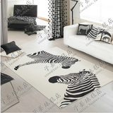 时尚简约欧式黑白斑马地毯客厅茶几沙发卧室床边手工腈纶地毯定制
