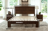 实木床进口橡木1双人床简约现代卧室家具拼板经济型支架结构