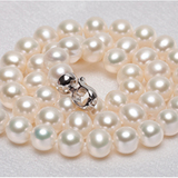 【鼎珍珠宝】9-10mm近正圆强光微瑕天然珍珠项链送妈妈送女友