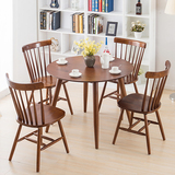 北欧现代简约小户型餐桌椅组合纯实木圆桌日式圆形洽谈桌一桌四椅