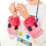 韩版短款绒袖套秋冬可爱笑脸卡通小孩儿童成人防尘污女办公手套袖