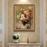 欧式油画玄关装饰画餐厅壁画美式客厅挂画高档纯手绘卧室古典花卉
