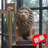 仿古仿旧石头小狮子复古镇宅新中式花园客厅门口摆件狮子开业礼物