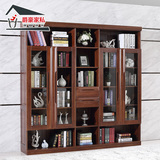 爵豪家私实木书柜五门整体大书柜书架组合现代中式书橱家具简约