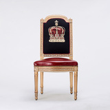奇居良品法式新古典欧洲进口白榉木家具红黑色不带扶手国王餐椅x