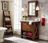 美式乡村实木浴室镜柜箱吊柜卫浴镜子收纳柜置物木制简欧地中海镜