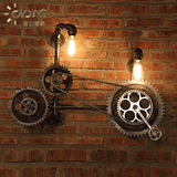 loft齿轮壁灯创意餐厅酒吧咖啡馆过道个性工业风复古双头设计壁灯
