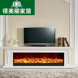 壁炉电视柜 电子取暖炉芯 欧式简约实木雕花壁炉装饰柜仿真火炉芯