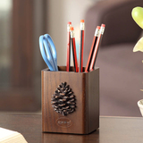 那澜多好 创意欧式美式田园木质桌面收纳盒笔架储物盒  木笔筒