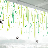 创意柳条燕子墙贴儿童房女孩卧室装饰幼儿园玻璃双面吊饰贴画贴纸