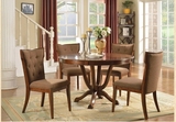纯美式圆餐桌椅组合橡胶木实木圆餐桌简约现代圆餐桌经济型圆餐桌