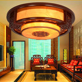 现代中式客厅实木吸顶灯具卧室温馨羊皮纸灯东南亚风格送LED光源