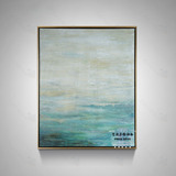 手绘油画温暖的海抽象风景画北欧风格现代客厅过道竖版玄关装饰画