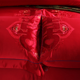 贡缎绣花新品结婚婚庆床品大红色单人双人枕头枕套一对装包邮特价