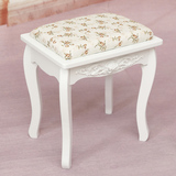 新品化妆台凳韩式简易实木梳妆台凳时尚浮雕象牙白色软垫椅子包邮