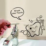 刷牙卷纸图案卫生间浴室淋浴房玻璃镜面儿童房装饰贴画墙贴纸